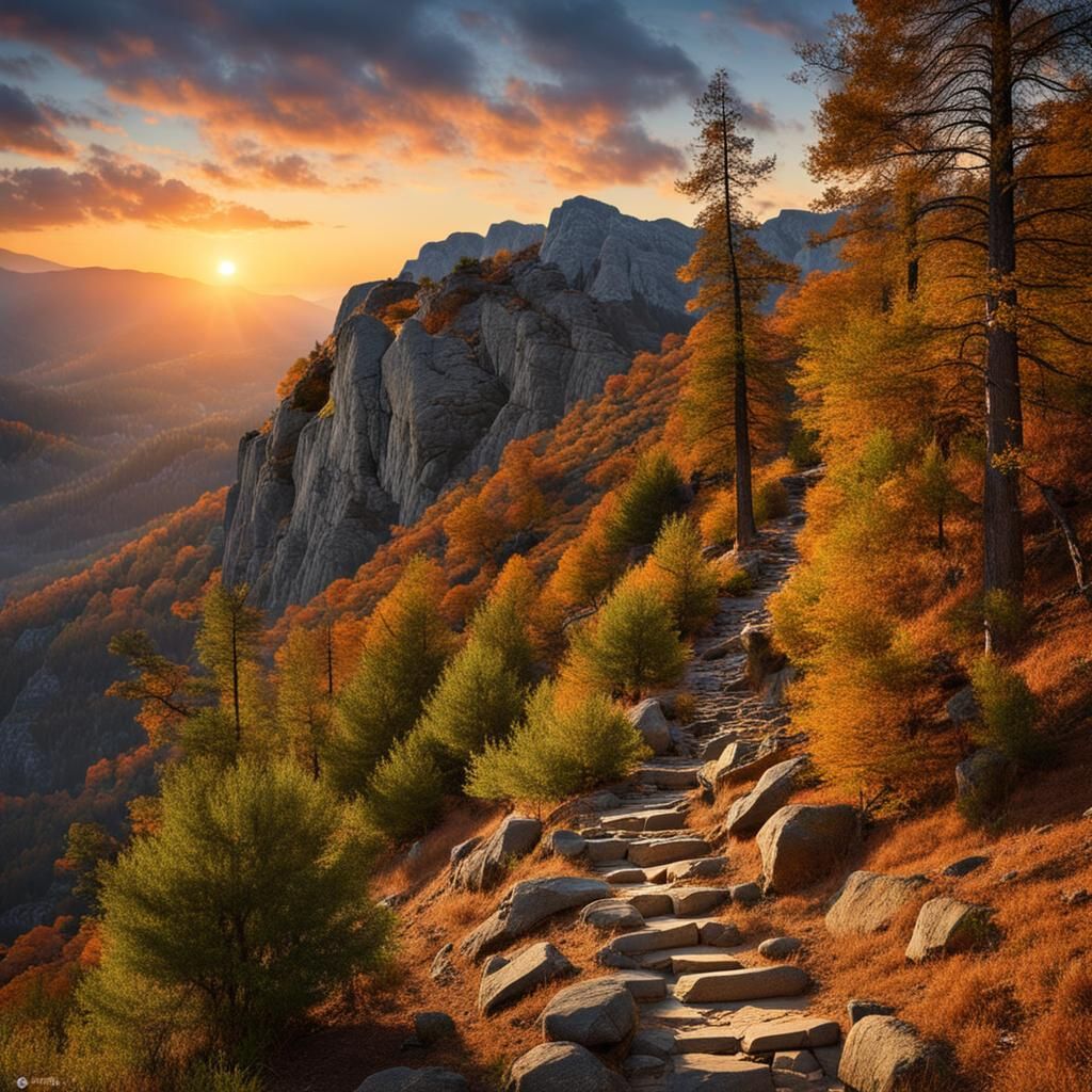 Small path into the sunset  by @imagines_ai