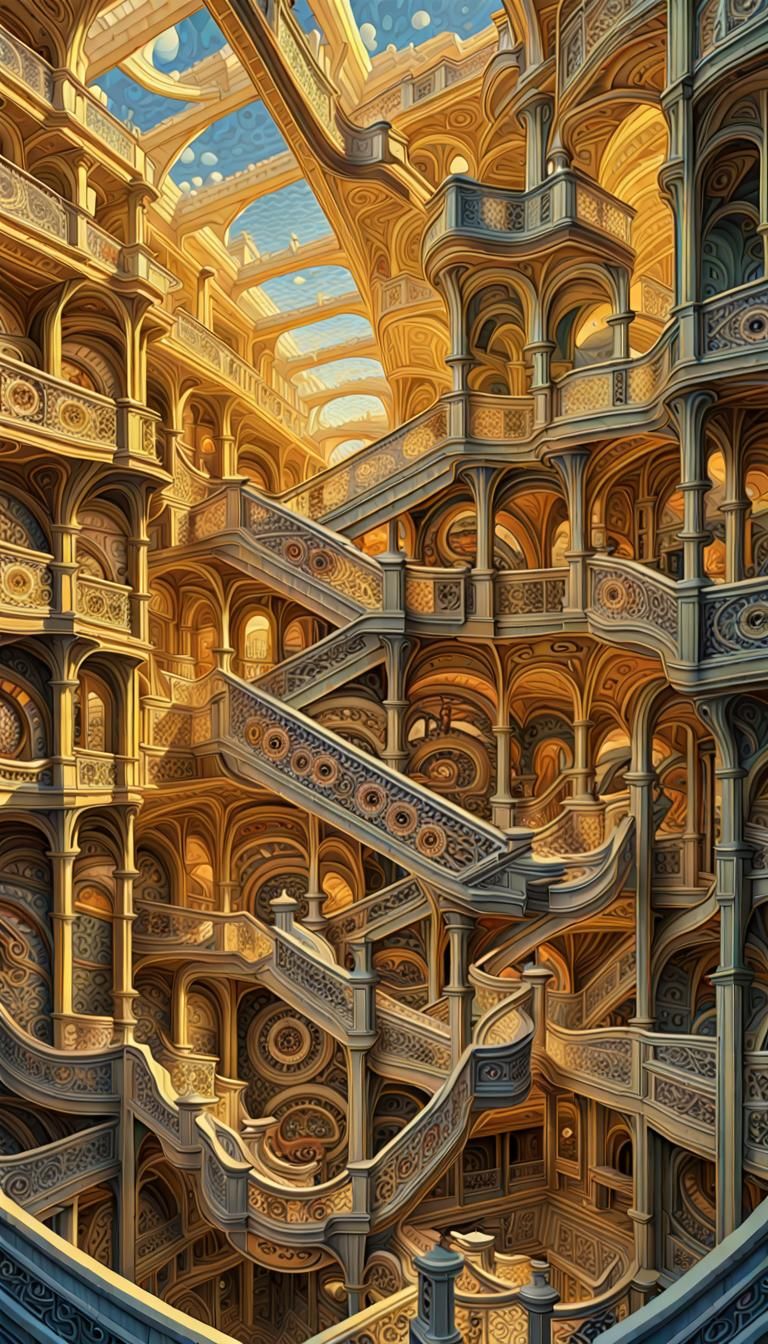 H. R. Geiger does M. C. Escher's " Ascending and descending
...