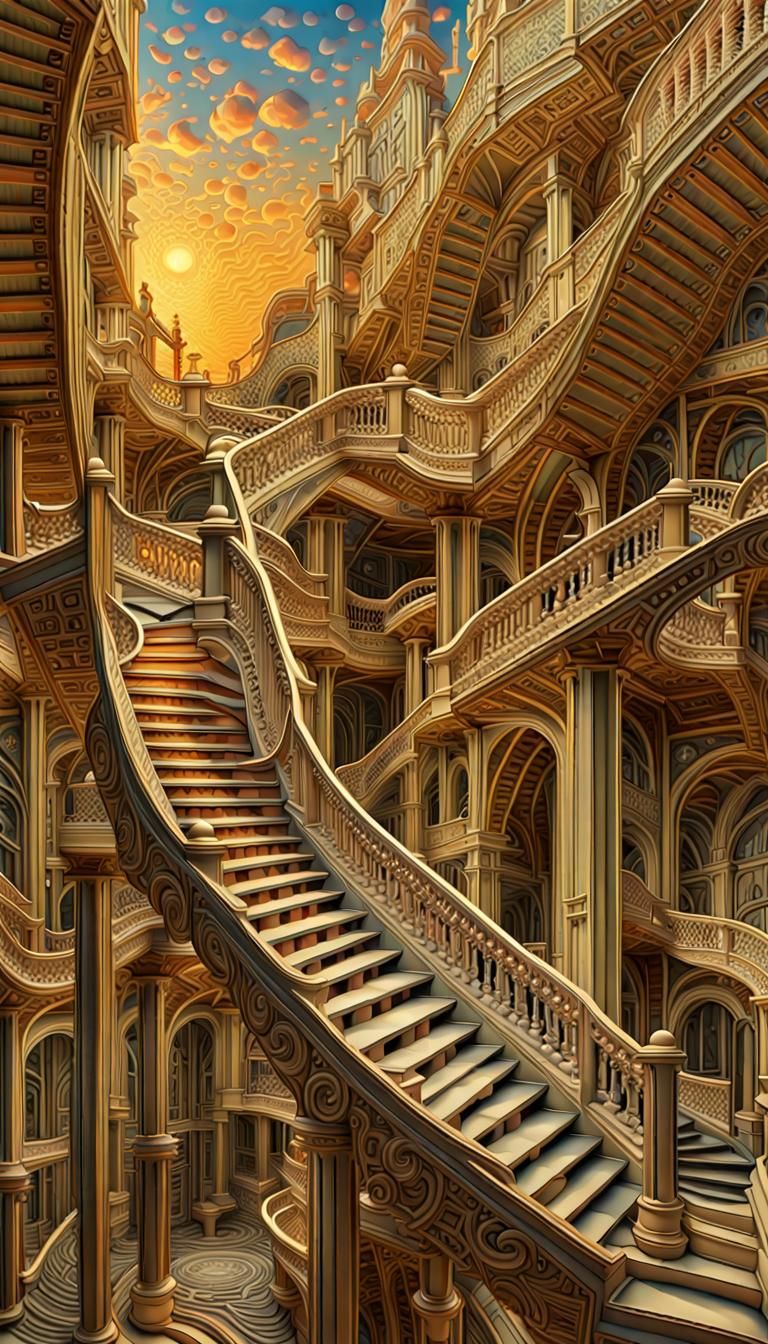 H. R. Geiger does M. C. Escher's " Ascending and descending
...