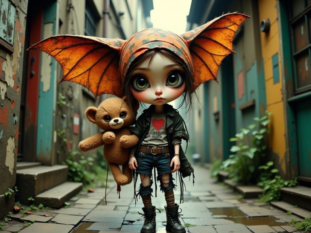 Whimsical Marionette Fairy in City Alley