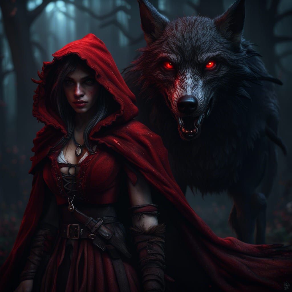 RedHood and the Wolf - AI Generated Artwork - NightCafe Creator