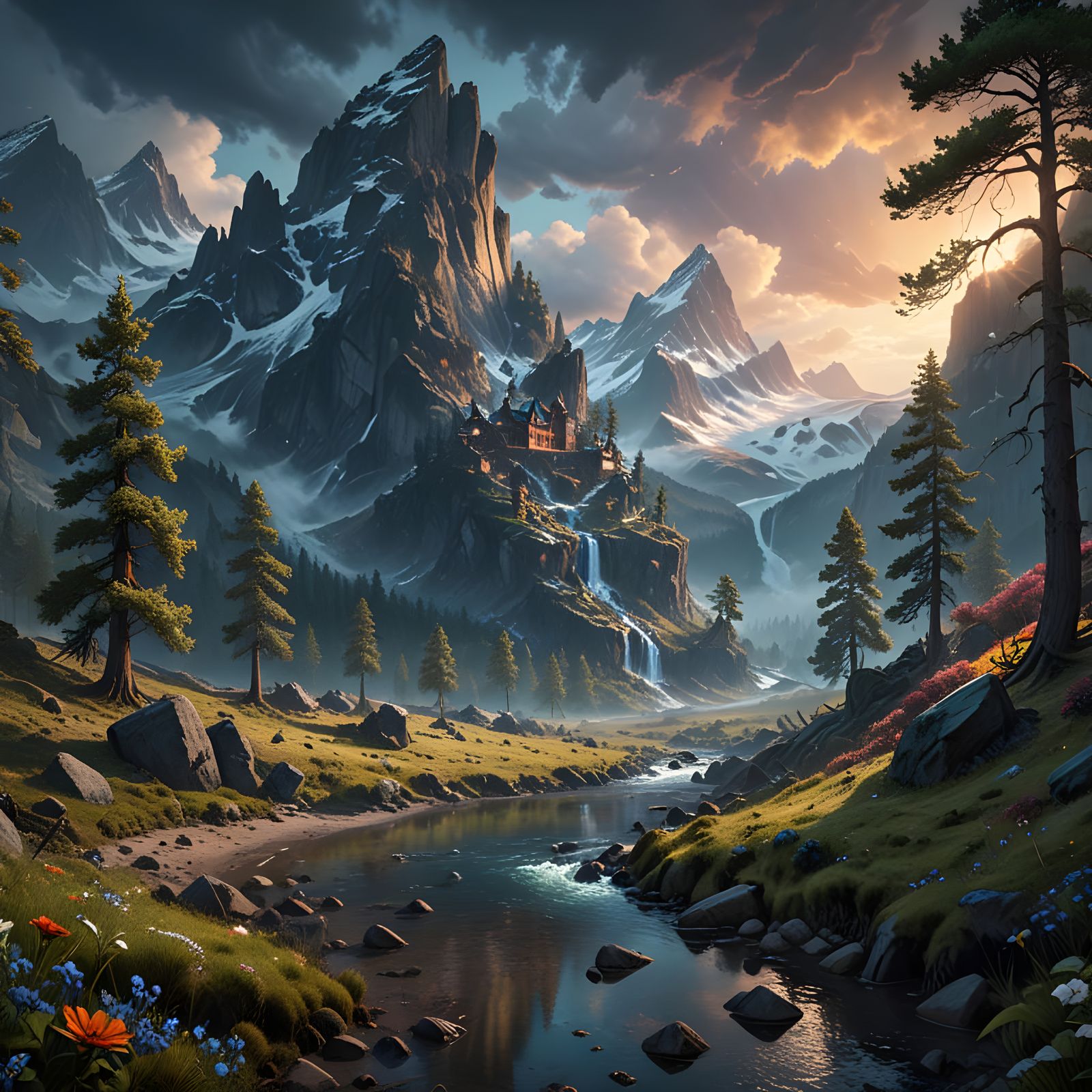 Epic Fantasy Landscape in Detailed Matte Painting Style