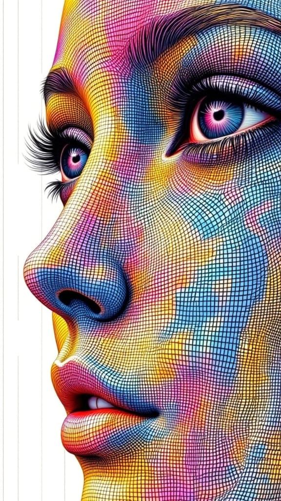 Epic Blueprint Design Featuring Human Face and Spirograph Pa...