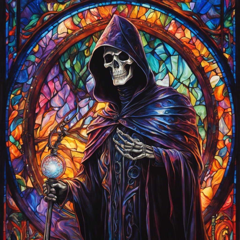 Stained Glass Reaper - AI Generated Artwork - NightCafe Creator