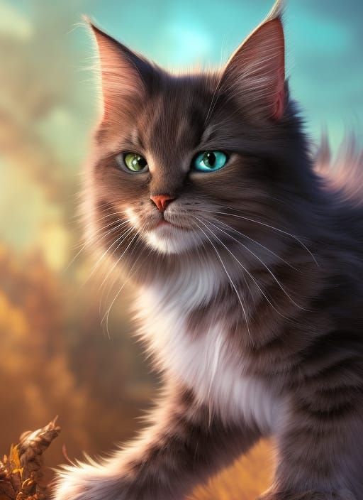 Fluffy Mainecoon cat - AI Generated Artwork - NightCafe Creator