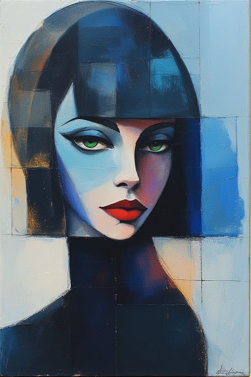 A stylized Cubist portrait