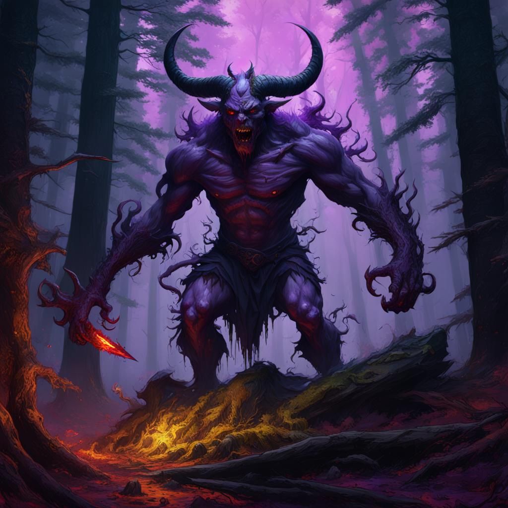 demon and forest bloody
