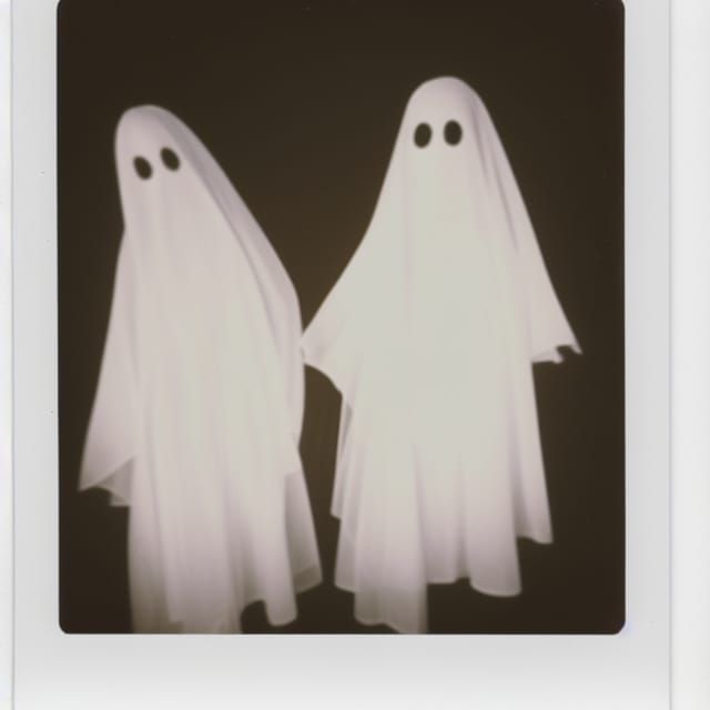 polaroid of 2 sheet ghosts - AI Generated Artwork - NightCafe Creator