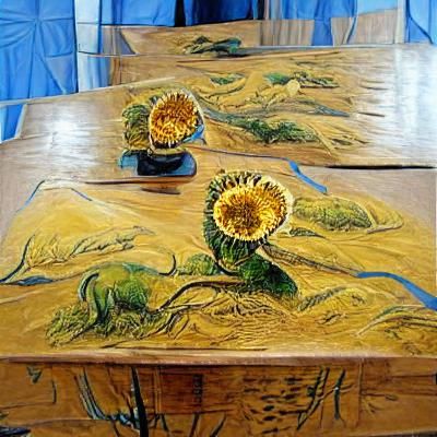 Girasoles en una mesa