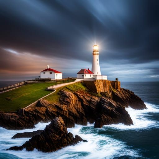 LIghthouse on a cliff - AI Generated Artwork - NightCafe Creator