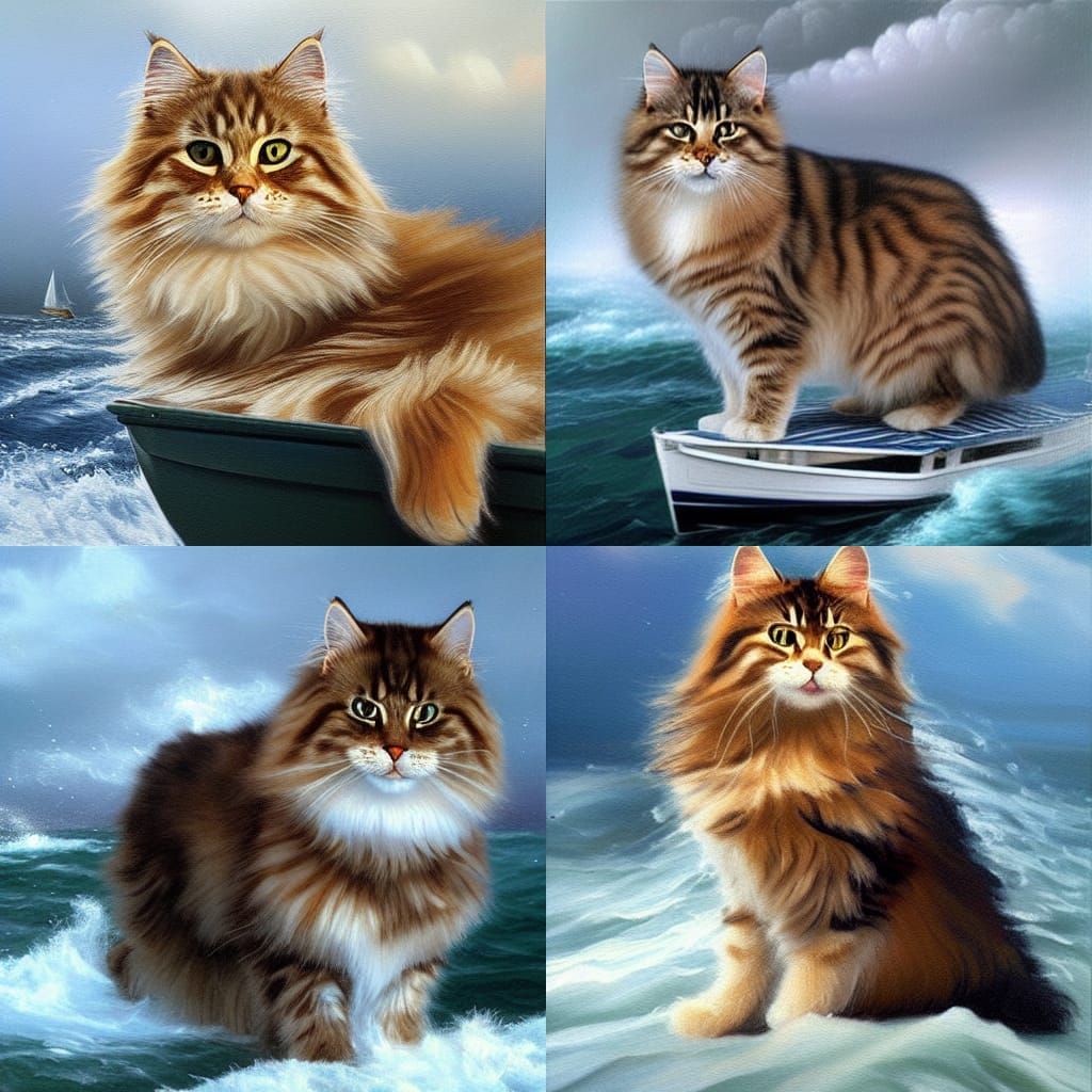 Siberian cat. Stormy seas.