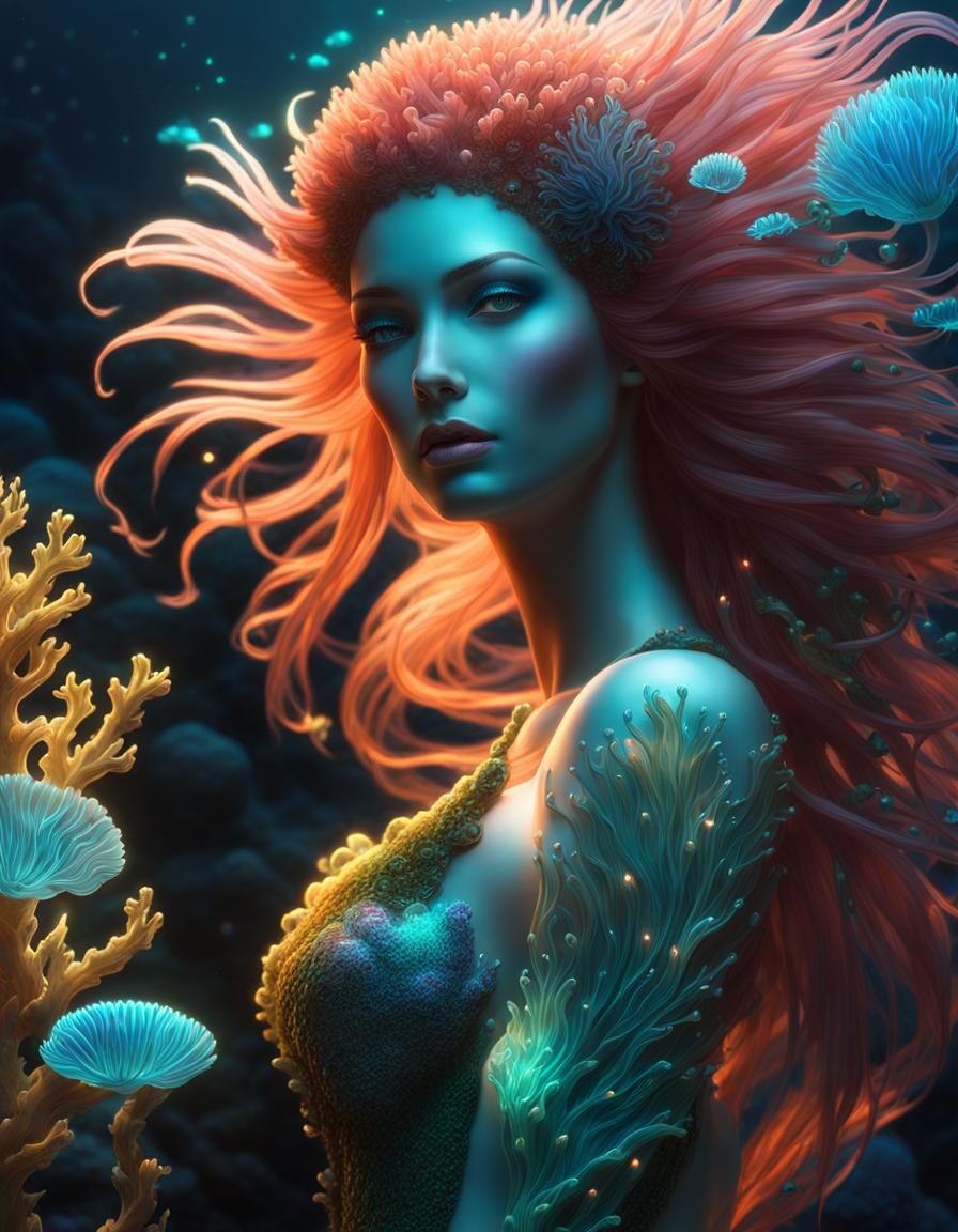 Mermaid in Coral - AI Generated Artwork - NightCafe Creator