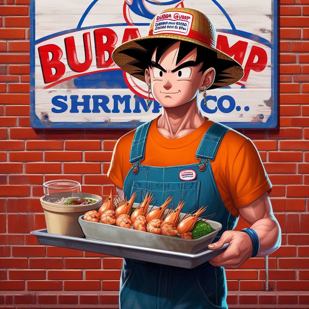 Goku at Bubba Gump shrimp