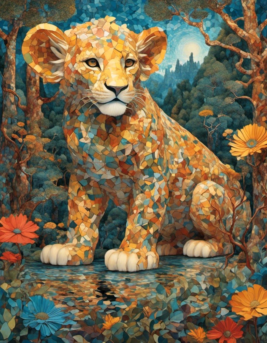A perfect cute lion baby <lora:MosaicD:1.0>