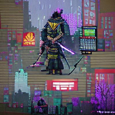 Cyberpunk Samurai pixel art