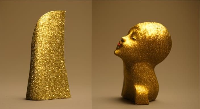 Venus sculpture  covered gold glitter