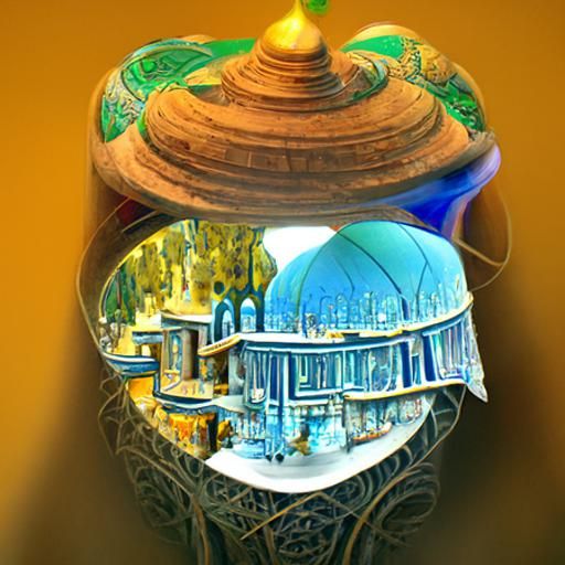 FishEyed perspective of a Mosque of Whirling Colour detailed...
