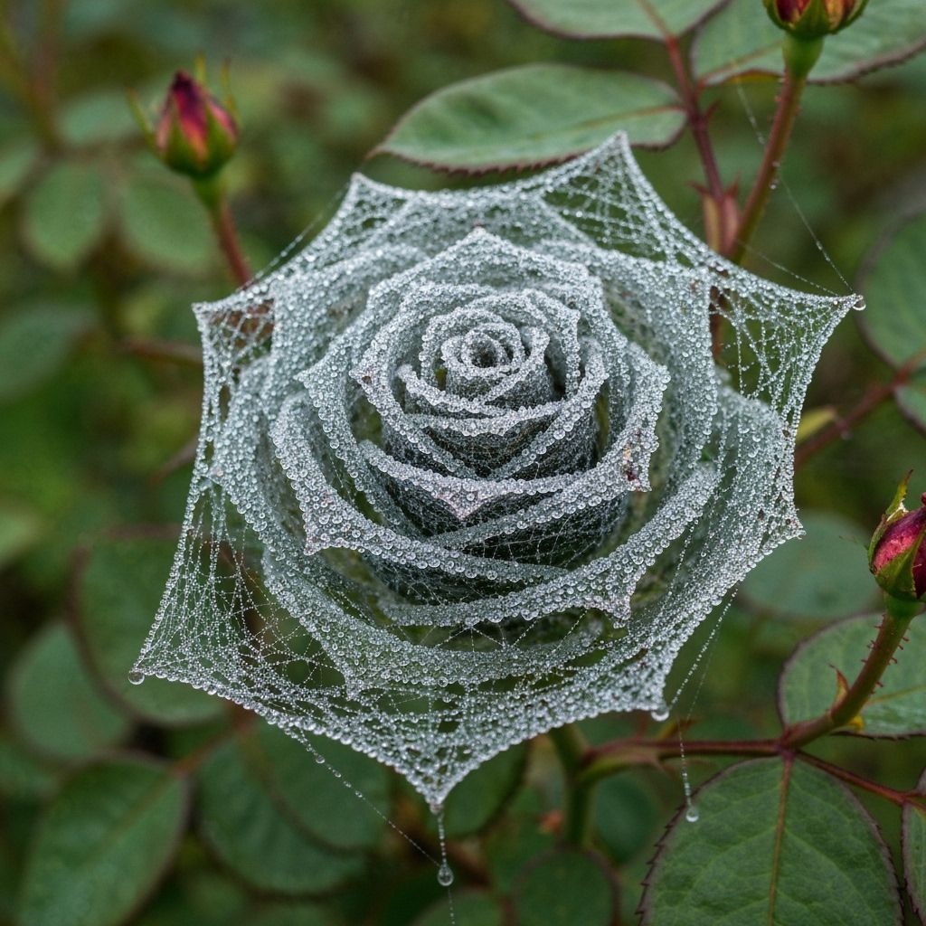 A rose made of spiderwebs