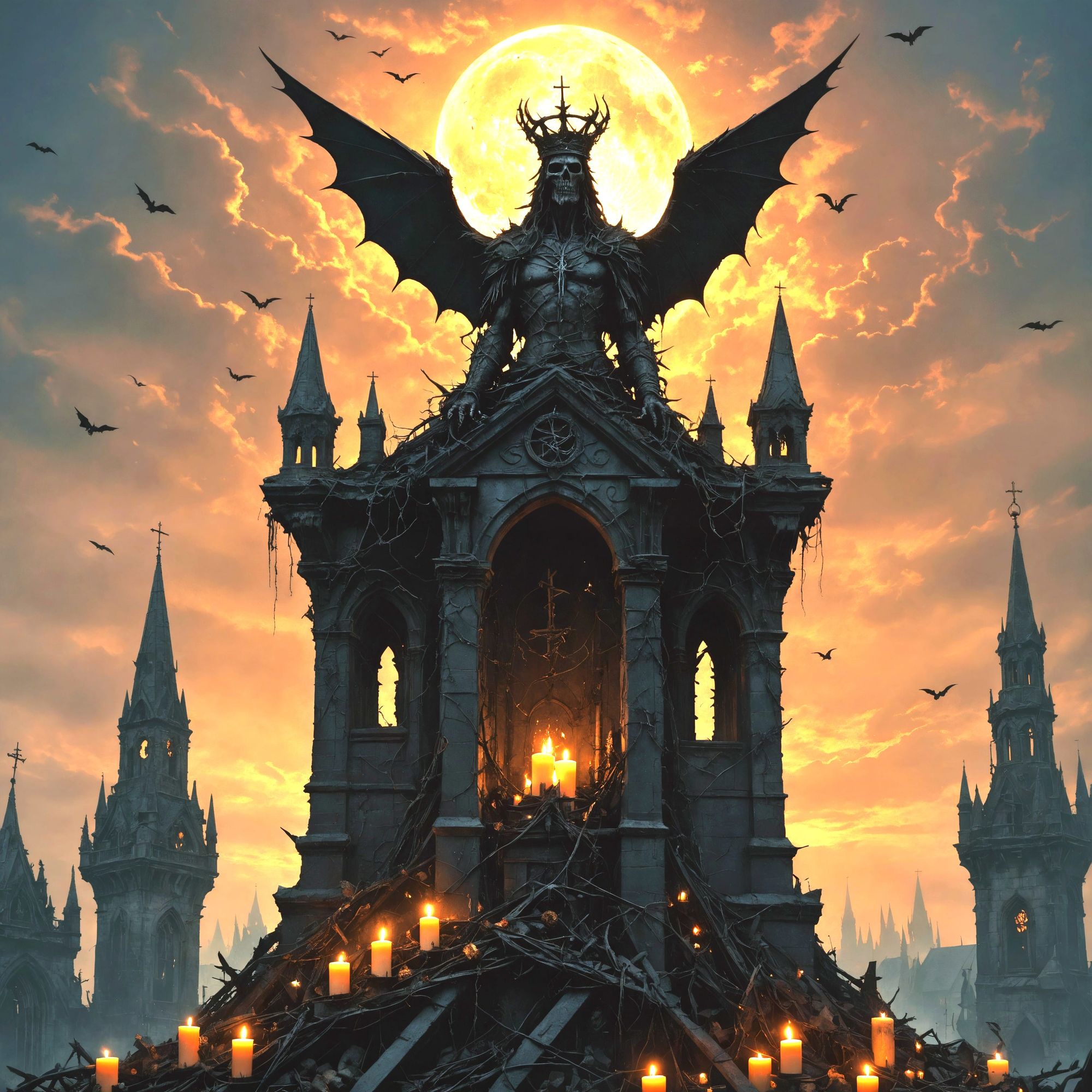 Intricately detailed (sand castle:2.0), tropical sunset in background