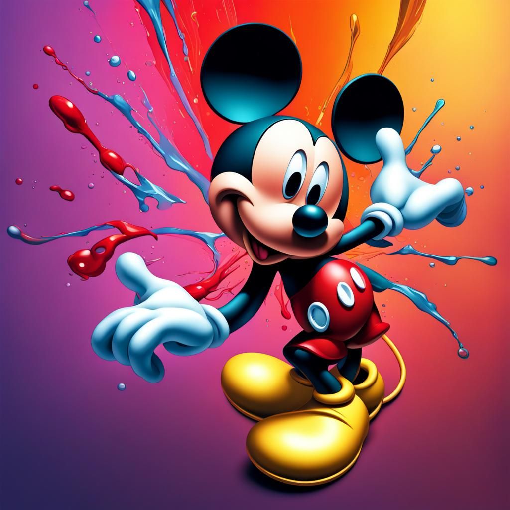 Mickey Mouse Hyperrealistic, splash art, concept art, mid shot ...