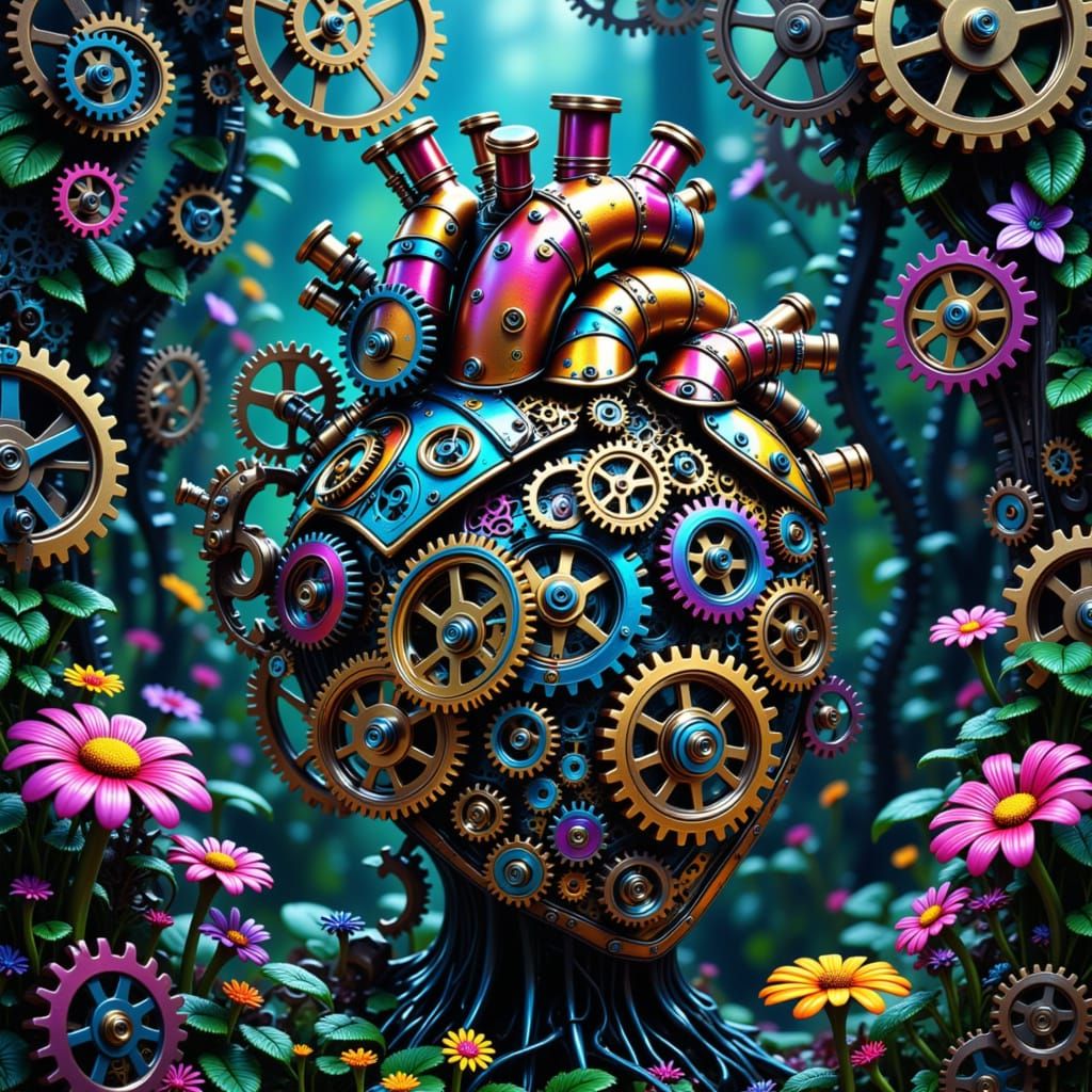 Amazon Jungle Mechanical Colorful Clockworks Sci Fi Art Style <lora:TicketyTickTock:1.0>