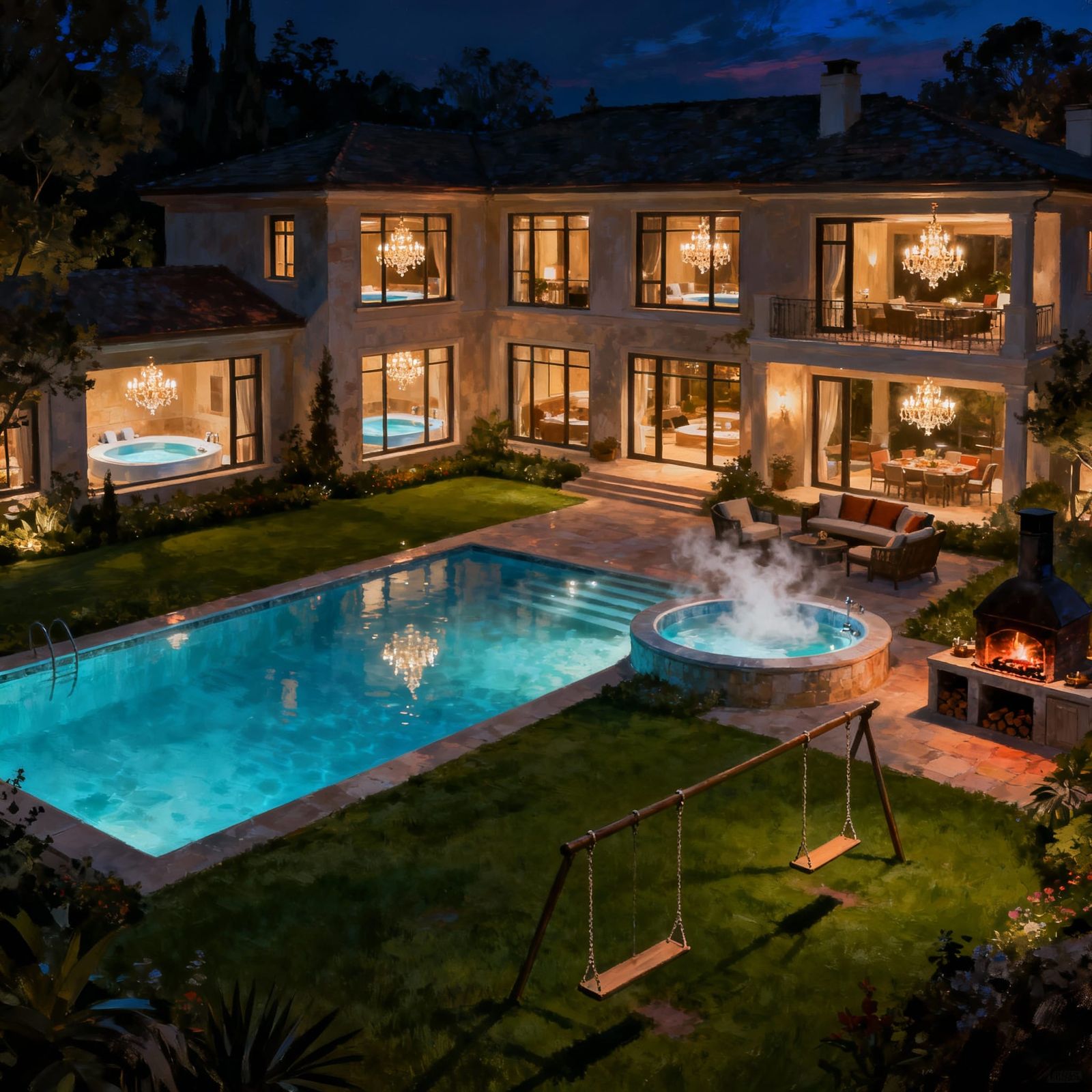 Luxurious Night Villa with Pool and Jacuzzi