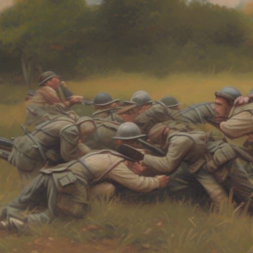 Soldiers struggling toward an enemy position