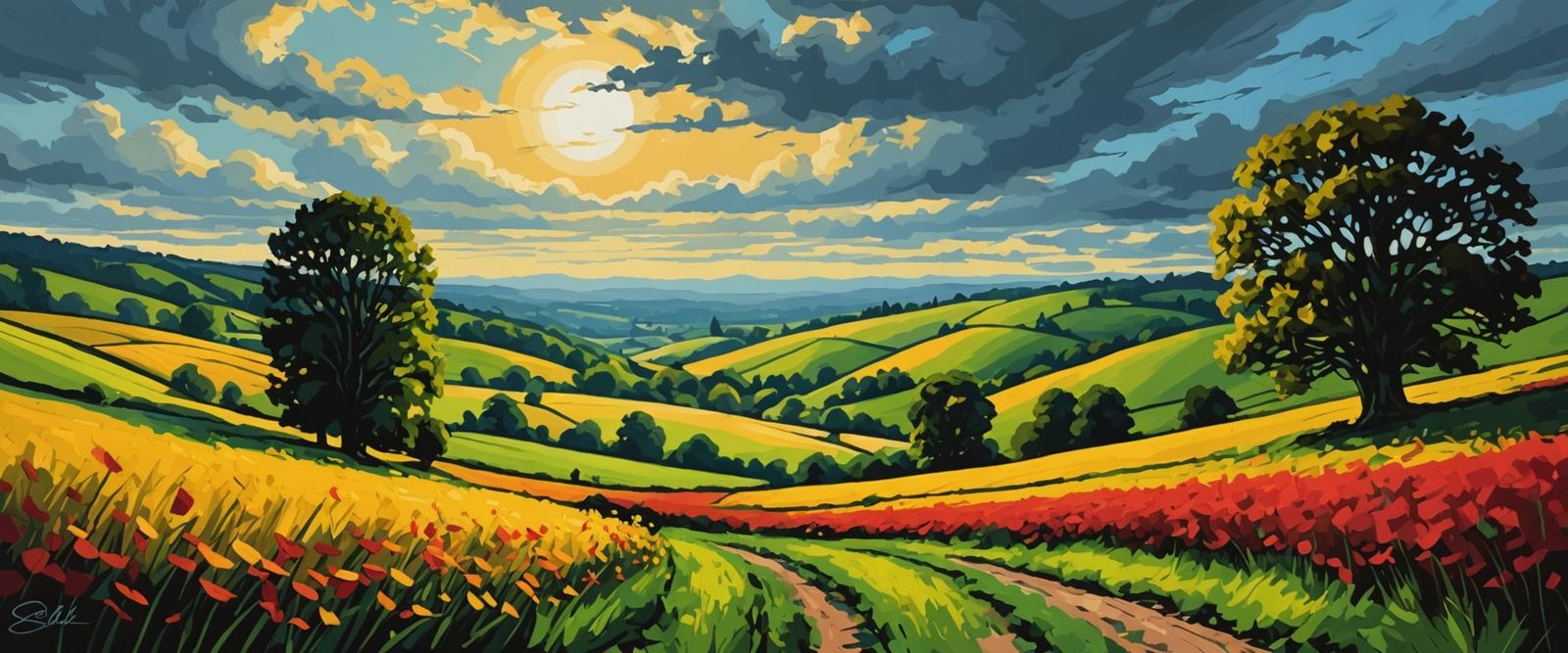 Sol's Bury Hill in Deep, Vibrant Oil Paint