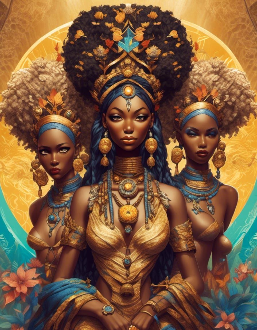 <lora:Trio:1.0> The three Yoruba goddesses Yemaya, Oshun and...