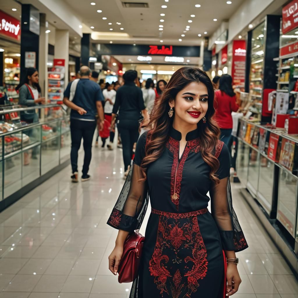 A girl walking in aisle