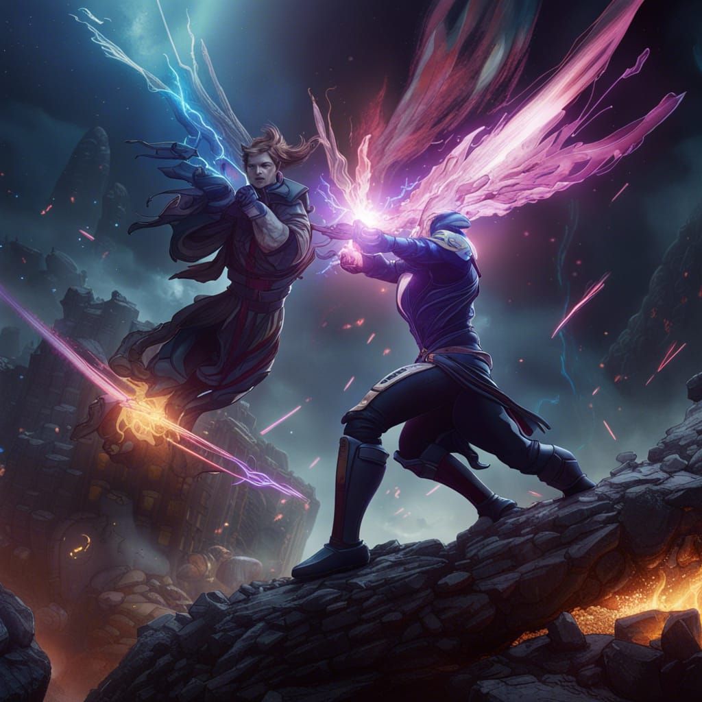 Galactic Fight Scene - AI Generated Artwork - NightCafe Creator