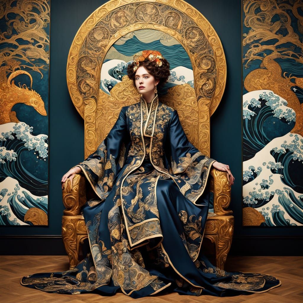 Regal Woman in Art Nouveau Glory