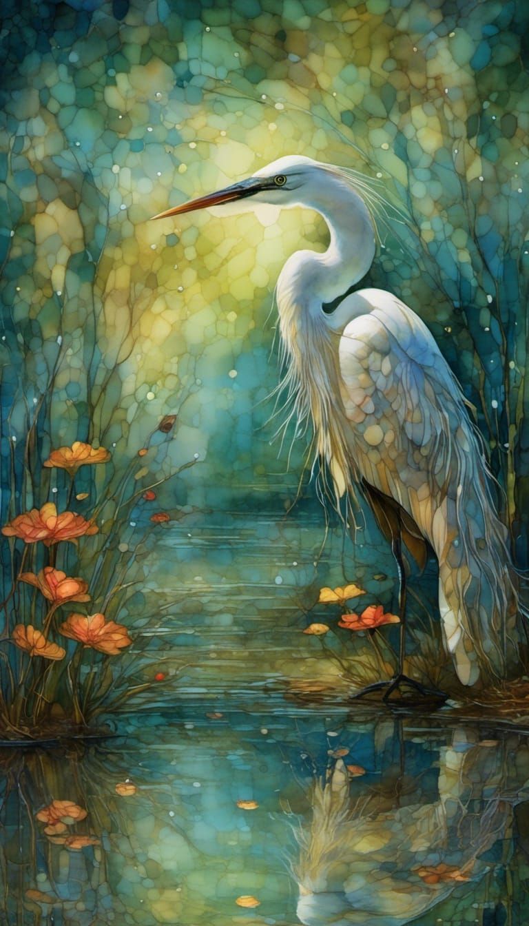 White Egret In Paradise   by @MidnightArtCafe