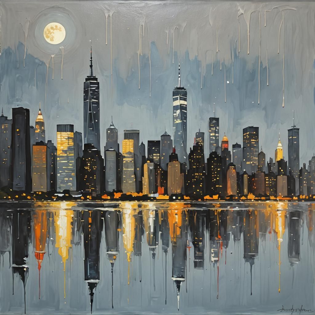 City skyline | impressionistic/impasto styles