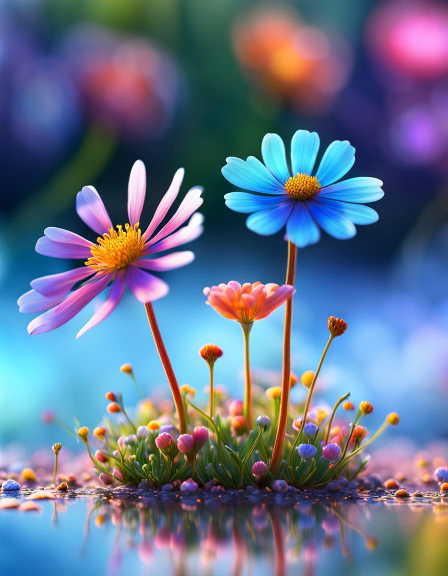 Vibrant Cosmic Wildflowers in Ultra HD Digital Art