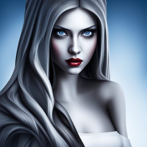 Treacherous girl with beautiful delicate face and big blue e...