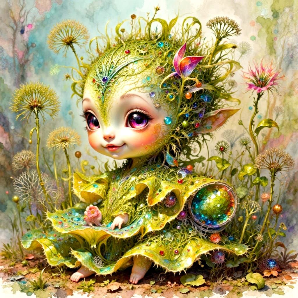 Green Flower Elf Baby....