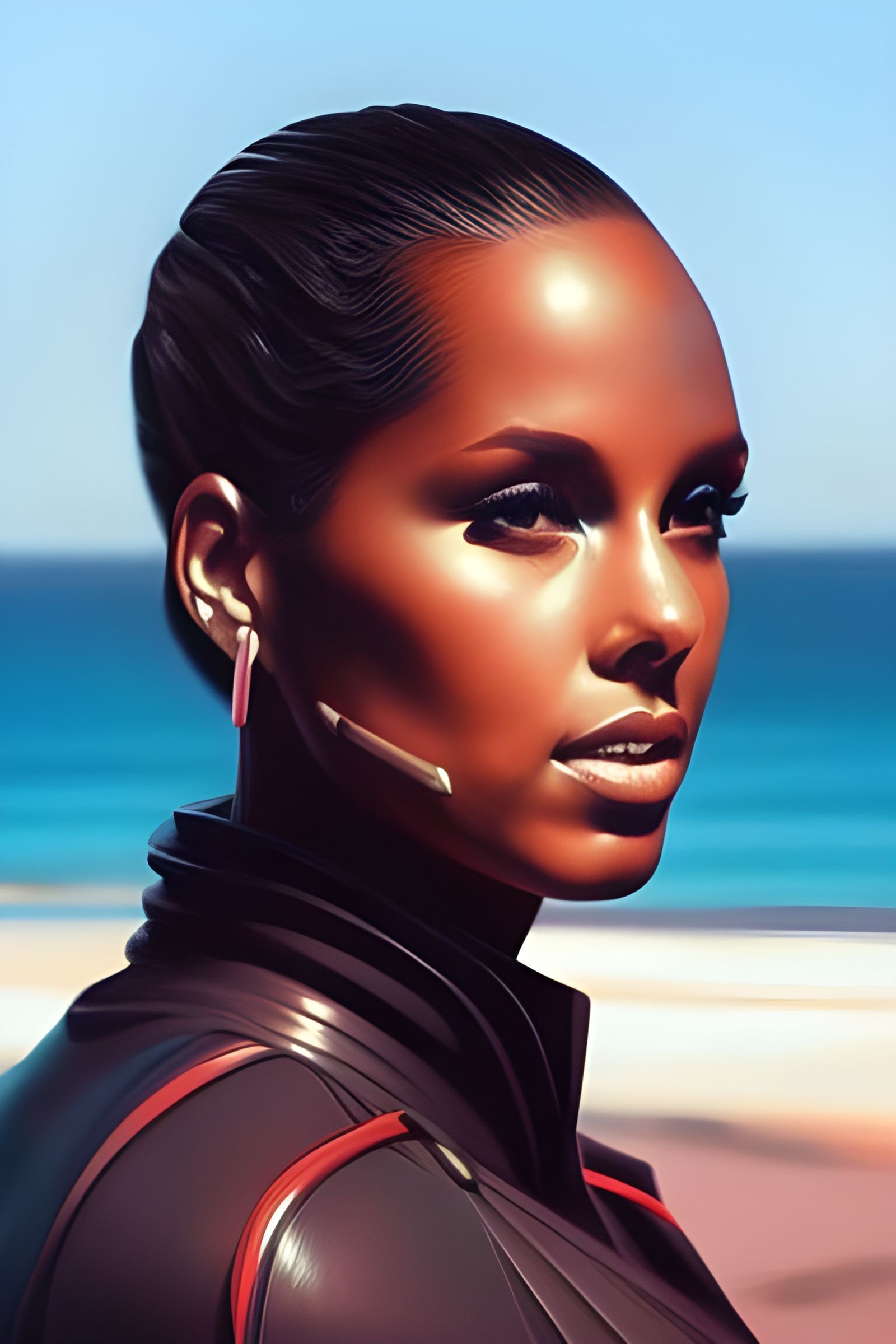 Alicia Keys At The Beach - AI Generated Artwork - NightCafe Creator