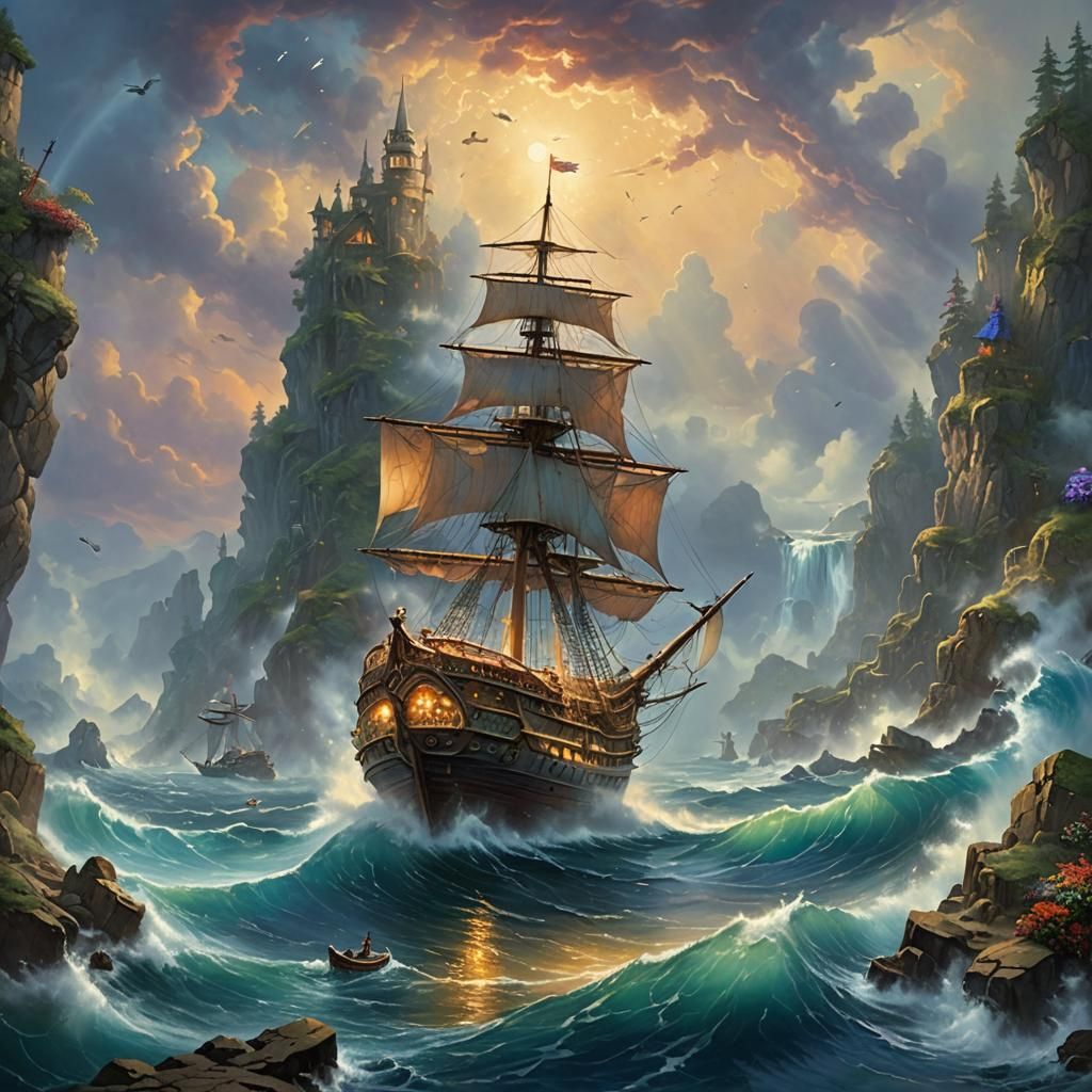 a very big boat ruined and sunk at the bottom of the ocean