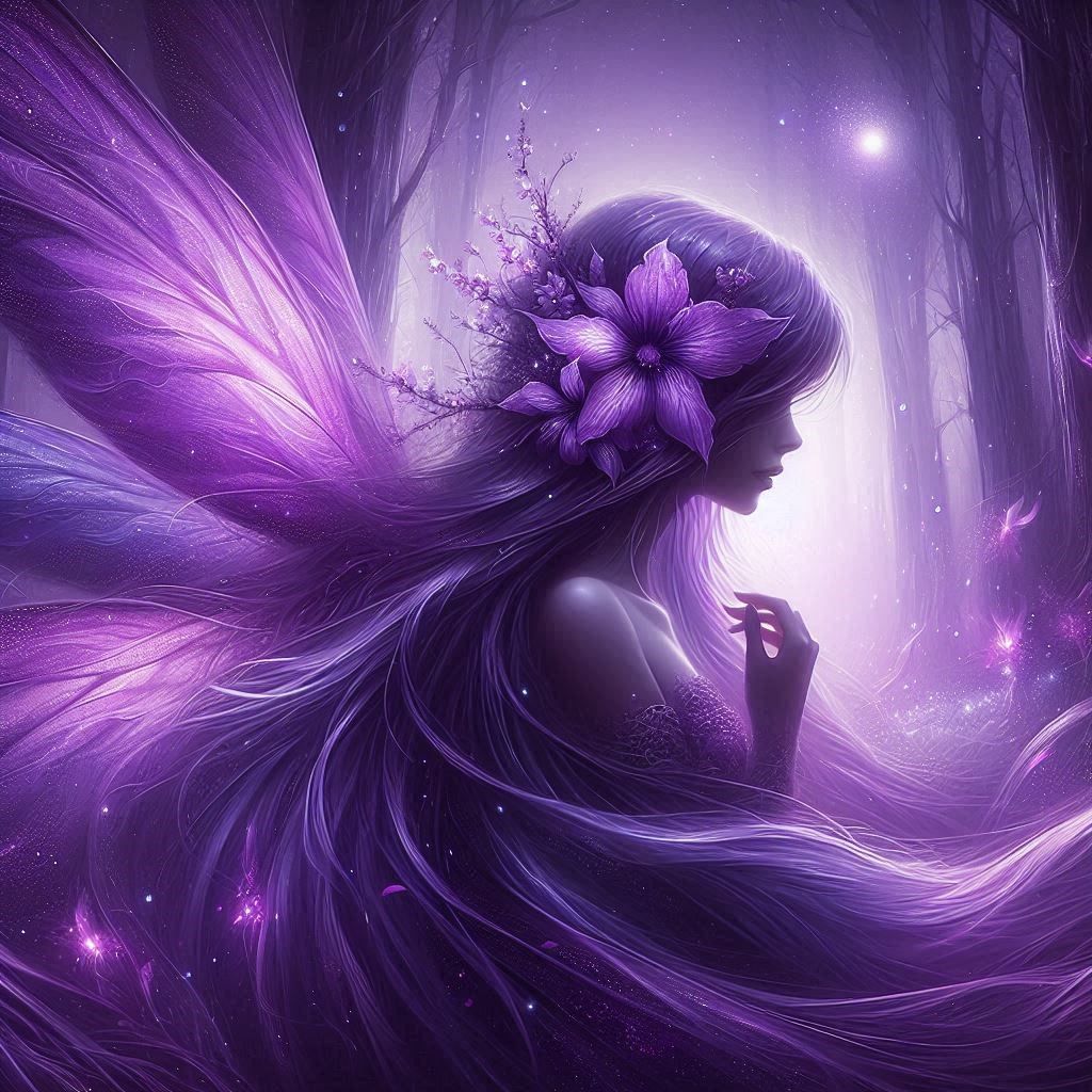 Purple Fairy and Flowers