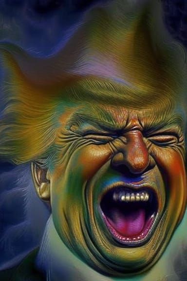 angry screaming donald trump head and shoulders portrait sto...