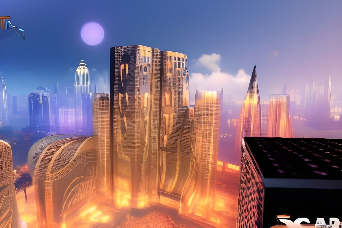 Detailed concept art of aerial view of friendly welcoming se...