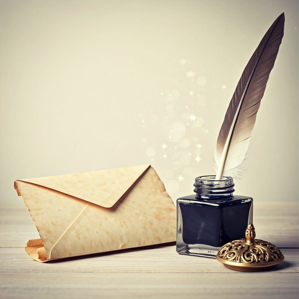 Vintage Writing Scene in Warm, Golden Light