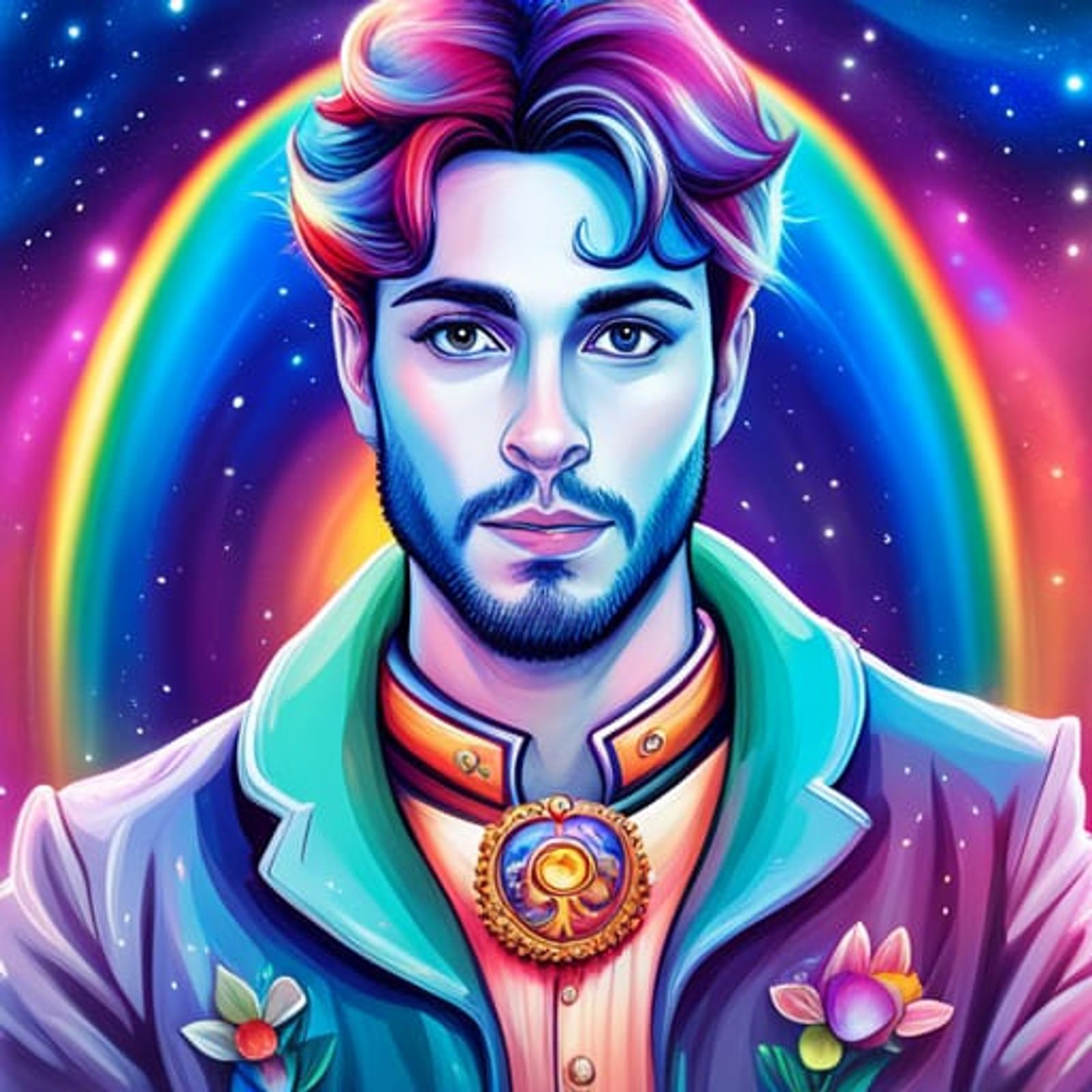rainbow painting of man logo