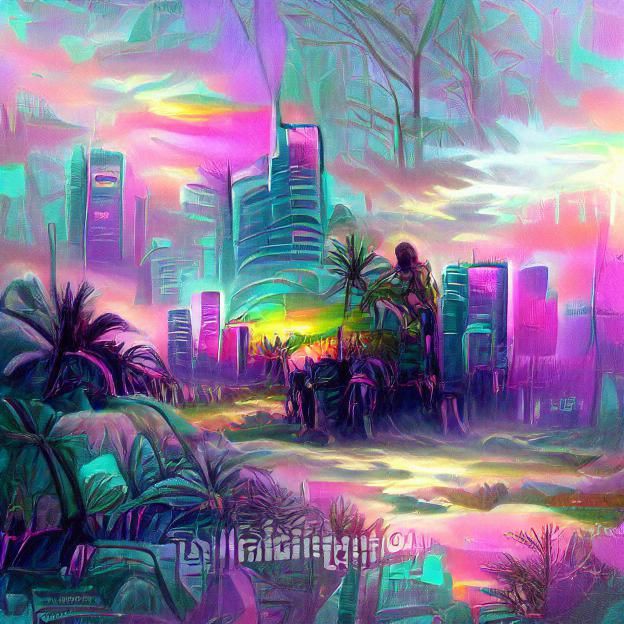 Psychedelic Jungle City Concept Art