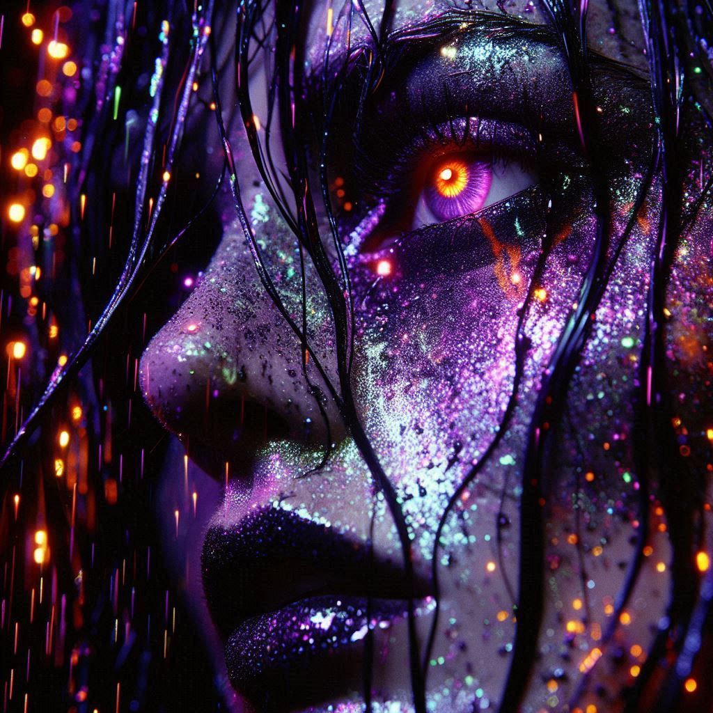 Glowing neon close up portrait