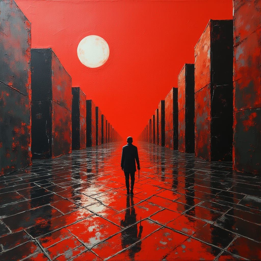 Fractured Figure Navigating Reality Breakdown in Abstract St...