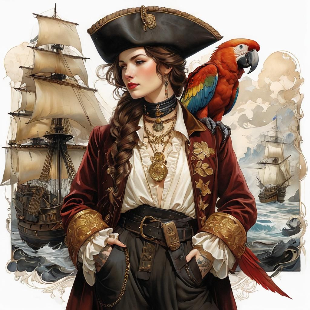 The Crew of the "Harpy" - Captain Jeanne La Féroce & Aretino...