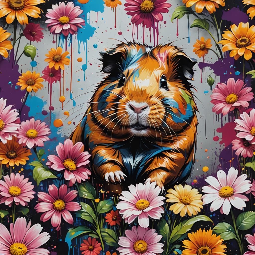 Guinea Pig on a Flower