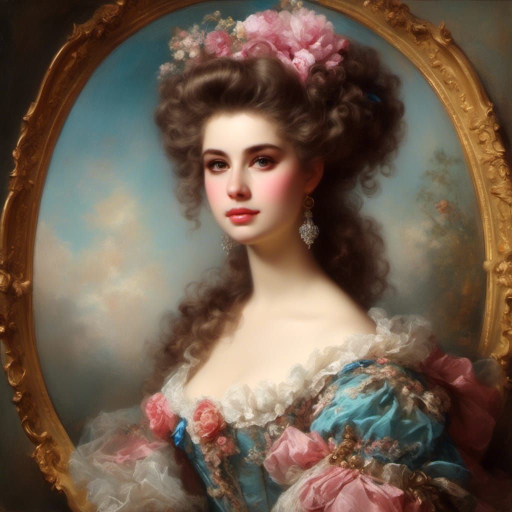  <lora:Rococo Beauty:1.0>portrait of a beautiful woman 